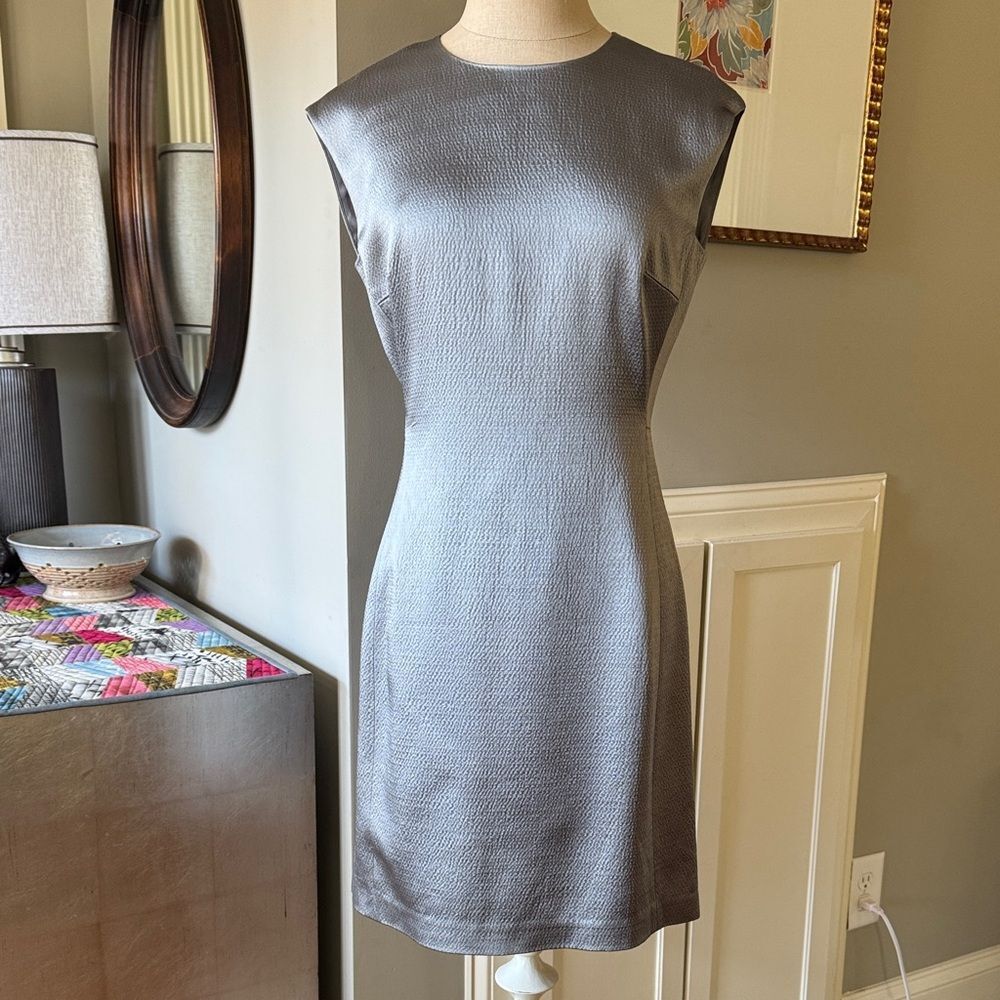 Theory Metallic Gray Mini Dress sz 4 NWT